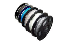 Load image into Gallery viewer, PLA 3D Printer Filament, 1.75mm, 200g x 5 Pack - Black, Silver, Transparent, White, Blue